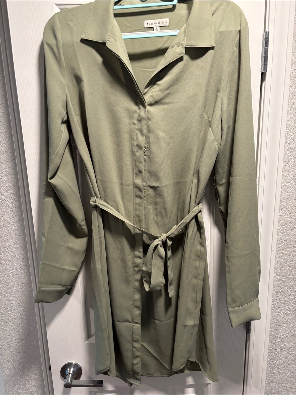 Sage Green Tie-Waist Mini Dress
